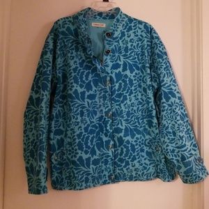 Coldwater Creek Denim Blue Floral Jacket